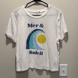 Sundry White Tee with Wave Graphic